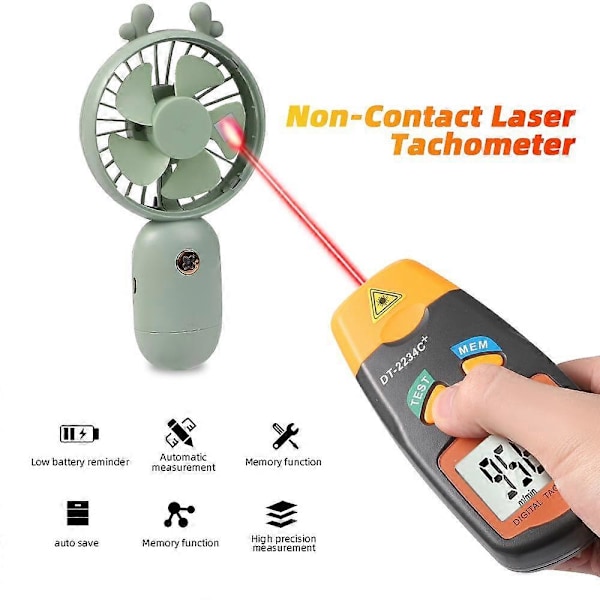 Digital Omdrejningstæller Rpm Måler Kontaktfri 2.5Rpm-99999Rpm Lcd Display Hastighedsmåler Tester Hastighed
