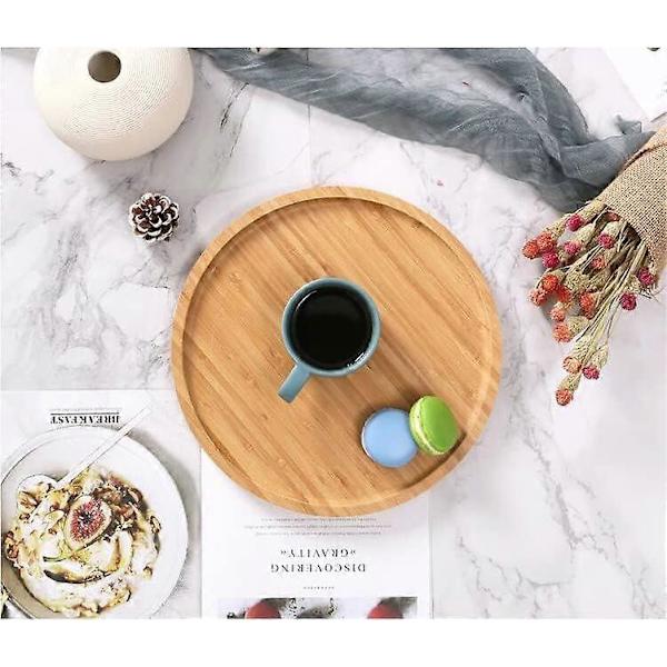 Rund bambu-bricka, träplattor, träserveringsfat, charcuterie-serveringsbräda för matbord/kaffebord, 11,8 tum 20 cm