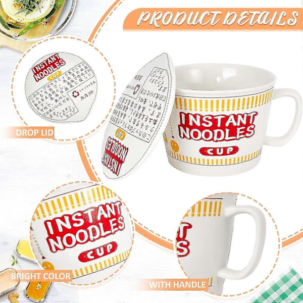 2-pack 34 Oz Ramen Skål Instant Ramen Nudelskål Keramik Med Lock Japansk Ramen Skål Med