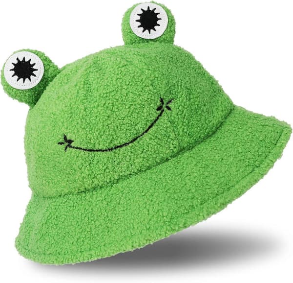 Plush Frog Hat - Søt Pakkbar Bucket Hat