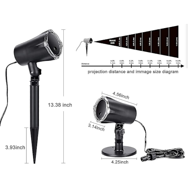 Juleprojektor for utendørs, 3D roterende LED-projektor, vanntett julelys mønster F-mxbc