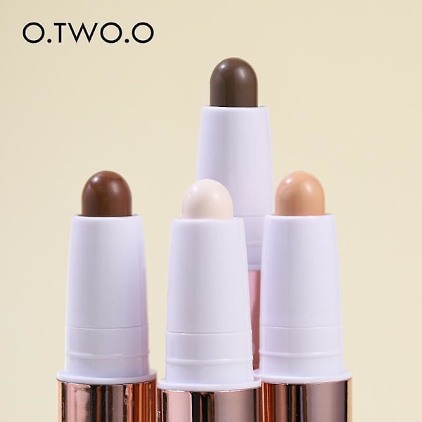 O.two.o 3D dobbelthodet sminke highlighter V-ansikt concealer konturering bronzere highlighters penn kosmetisk sminke konturstift beige cool brown