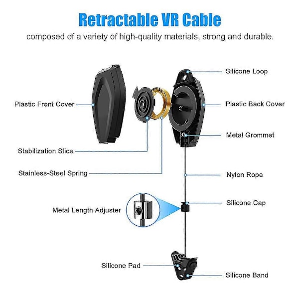 VR-kabelhanteringssystem Takrulle för Oculus Quest 2/Rift Link-kabel VR
