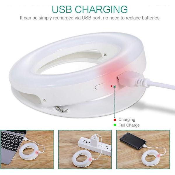 Selfie-rengasvalo, kiinnitettävä täyttövalo [3 väritilaa], USB-ladattava 200 mAh kameravalo, valokeila salama lisävalo meikki vlogille, Came