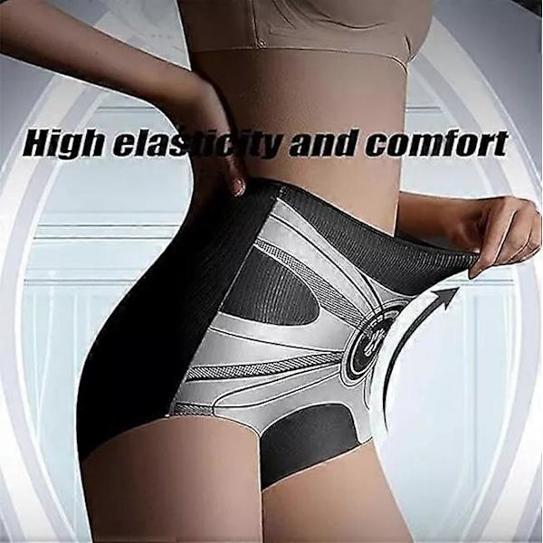 Högmidjade Sömlösa Flytande Is Silke Formande Byxor, Kvinnor Butt Lifting Underkläder black xl size
