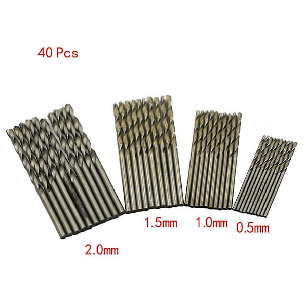 40 stk. 0,5 mm-2,0 mm lige Mini Bor Sæt Tiny Mini Små Bor Bits Fuld-Slibet HSS Twist