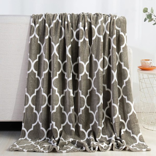 Elegantti ja mukava ylellinen samettipehmeä joulukuvioinen fleece-peitto gray (quatrefoil gray) 50 in x 60 in