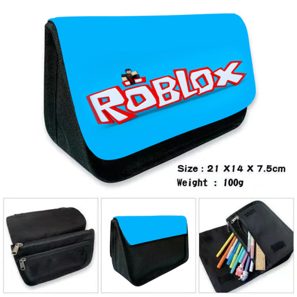 Roblox pennväska med stor kapacitet, dubbellagers pennväska med flikar