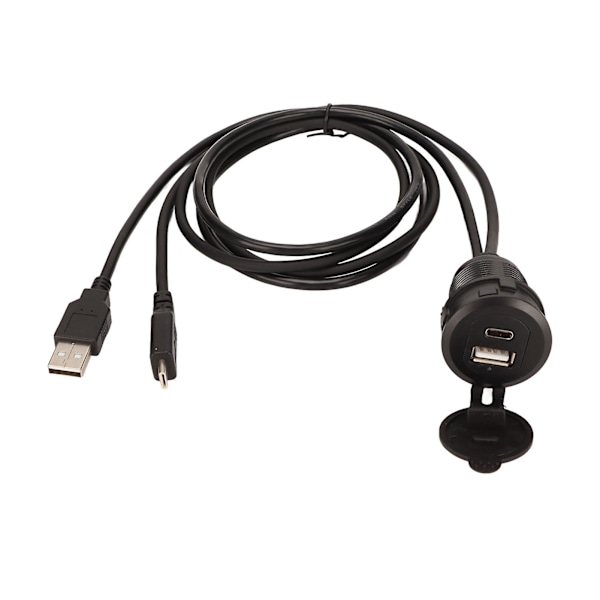 USB 2.0 Type C hann til hunn dashbordmonteringsforlengelseskabel med flushpanel og lys