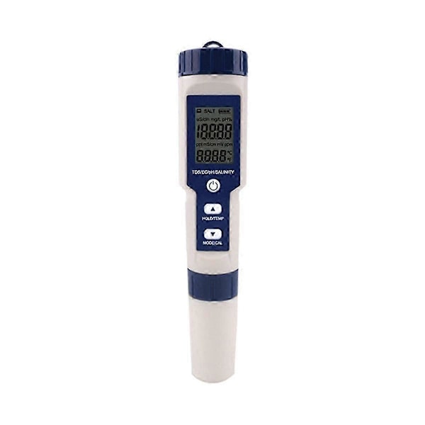 5 i 1 TDS/EC/PH/Salinitet/Temperatur Måler Digital Vandkvalitetsmonitor Tester til Pools, Drikkevand p