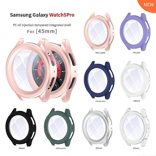 Beskyttelsesetui til Galaxy Watch 5 Pro Beskyttelsesdæksel til Samsung Galaxy Watch5 Pros 45mm transparent