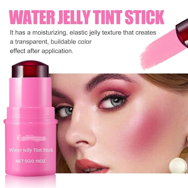 Cooling Water Jelly Tint Stick, 2 i 1 Sheer Lip & Cheek Stain, Milk Makeup Jelly Lip Tint Blush - Byggelig Vandfarve Finish c