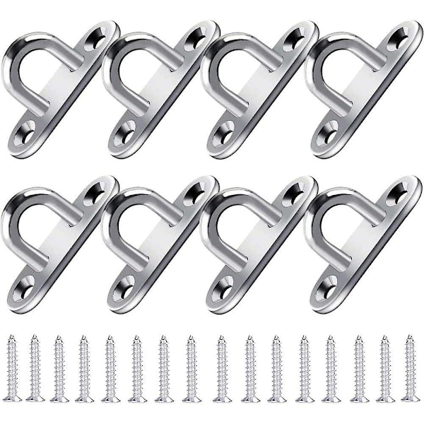 Stainless Steel Hook (8pcs) - Heavy Duty Wall Bracket (5x2cm) - U Shape Metal Hooks with 2 Holes Holds up to 40kg Weight