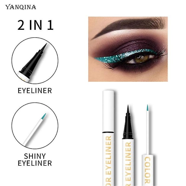 2-i-1 Eyeliner Pen Dobbelt Hoved Glimmer Eyeliner Vandtæt Langtidsholdbar Hurtigtørrende Farverig Øjne Kosmetik Gratis Forsendelse Øjenmakeup