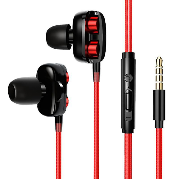 Ørepropper Sports Hodetelefoner Hifi Kablet 3,5 mm Støyisolerende Øretelefoner Lav Bass In-ear Hodesett Med Mikrofon For Mobiltelefon Universal blue dual speakers