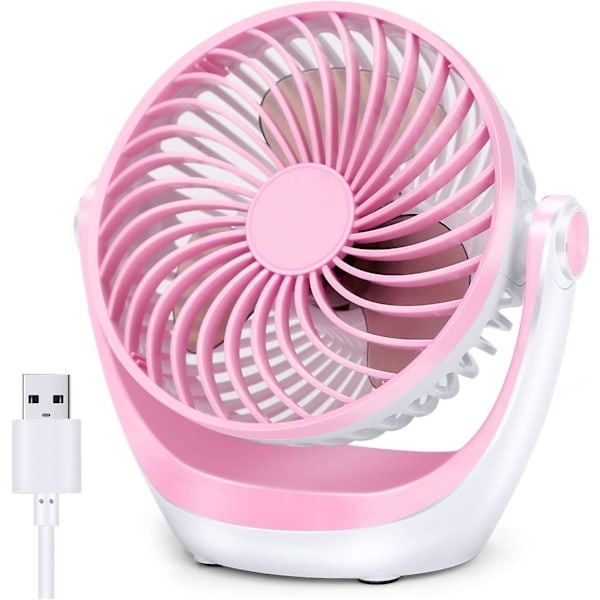 Desk Fan Small Table Fan with Strong Airflow Ultra Quiet Portable Fan Speed Adjustable Head 360Rotatable Mini Personal Fan for Home Office Bedroom