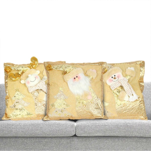 2 stk Julemann Puter Santa Claus Snømann Putetrekk Hjem Gyllen Julepute Sofapute Pute 44 * 44cm Putetrekk Ikke Putetrekk