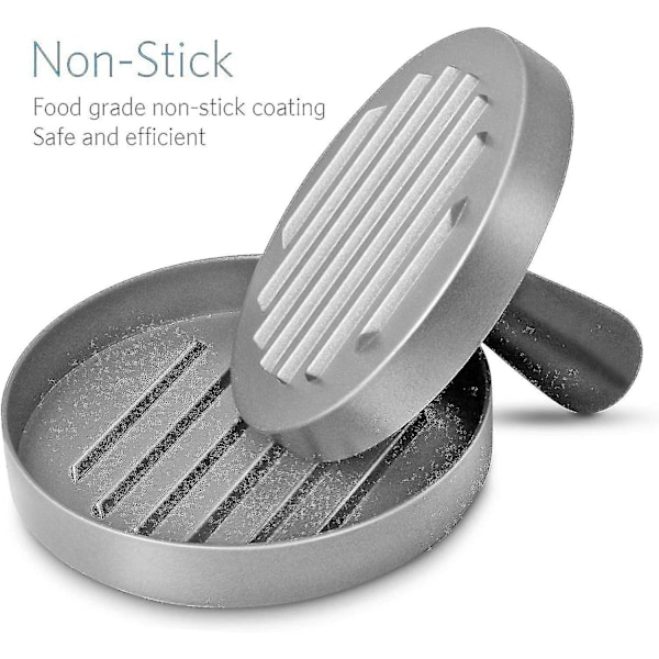 Hamburgerpresse Patty Maker i Aluminium med Håndtak, Non-Stick, Enkel å Rengjøre