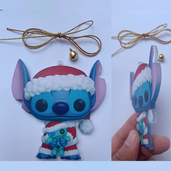 2D Akrylplatta Disney Stitch Juldekoration Anime Figurmodell Märkesjulgranshänge Bilhänge Rumdekorationer1 st-10