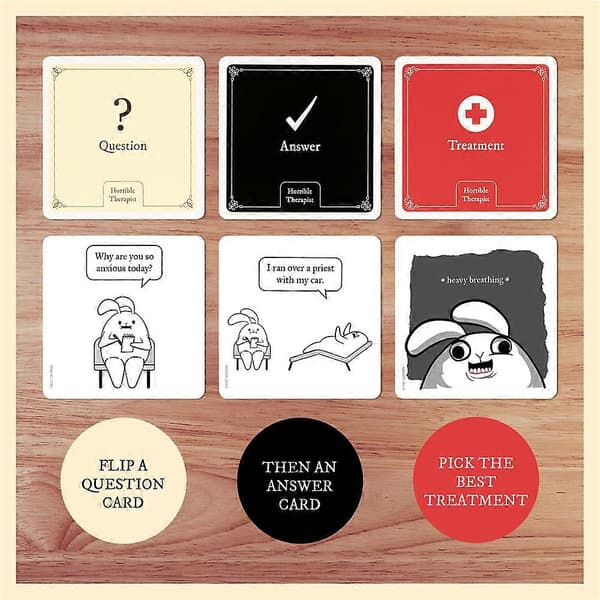 Exploding Kittens Horrible Therapist Kortspil til at lave meget ubehagelige tegneserier Kitten Comic Kortsæt
