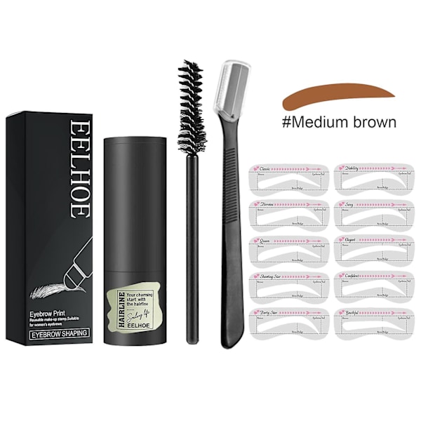 1 Set Ögonbrynsutskrift Naturlig Hårlinjepulver Snabbt Ögonbrynskort Lat Naturlig Ögonbrynssmink brown