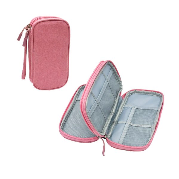 Oppbevaringsveske for datakabel og lader, liten oppbevaringsveske pink