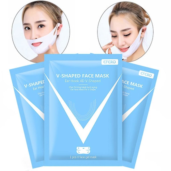 Jaysuing_1-3X Ny Bloskin Lyftande Mask Ansiktslyftande Mask Bloskin Hakmasker V-Linje Dubbelhaka Reducerande Mask V-Forma Ansiktslyftande Mask 3pcs