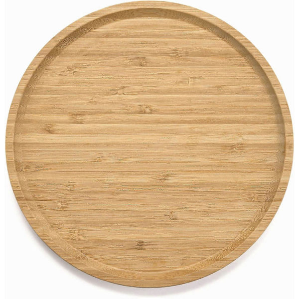 Rund bambu-bricka, träplattor, träserveringsfat, charcuterie-serveringsbräda för matbord/kaffebord, 11,8 tum 25 cm