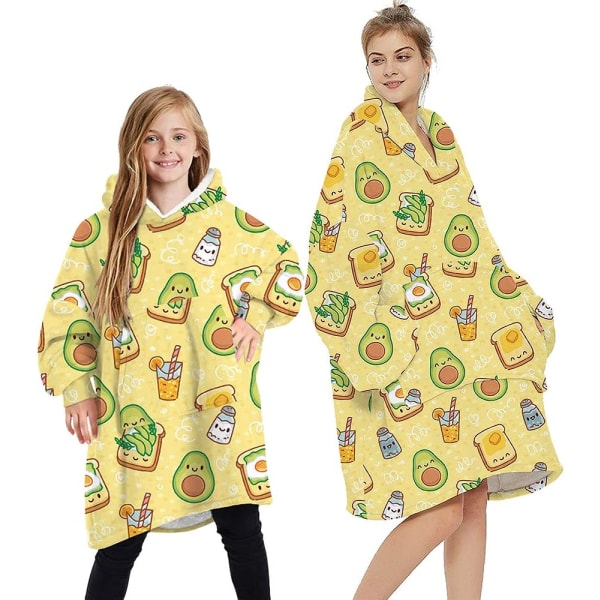 Oversized Blanket Hoodie Fluffy Fleece Hoodie Filt för kvinnor One Size Avocado - Yellow