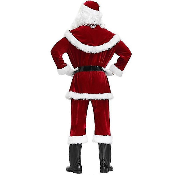 Plus Size Deluxe Fløjl Voksen Julekostume Cosplay Par Santa Claus Tøj Fancy Dress Juleuniform Dragt Til Mænd Kvinder red  man xxxl