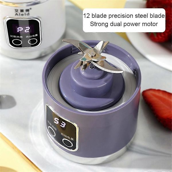 Bærbar Blender / Blender / Smoothie Maker, 450 ml Kop, Lækagesikker Låg, Trådløs & Genopladelig, Knuser Is & Frugt white voltage3.7