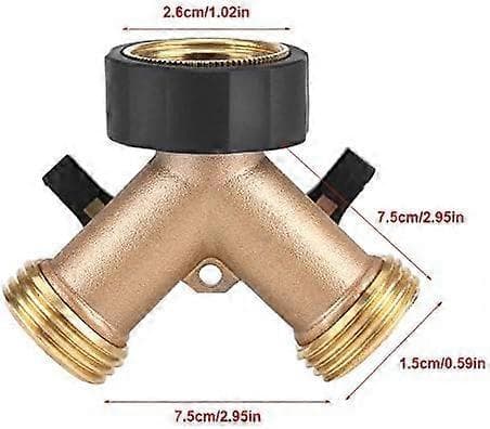Messing 2-veis Y-forbindelseskoblinger med adapter Messing vannkranforbindelse 3/4 form for hagevanning