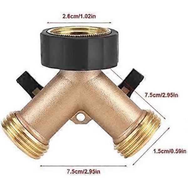 Messing 2-vejs Y-forbindelsesstykker med adapter Messing vandhaneforbindelse 3/4 form til havevanding