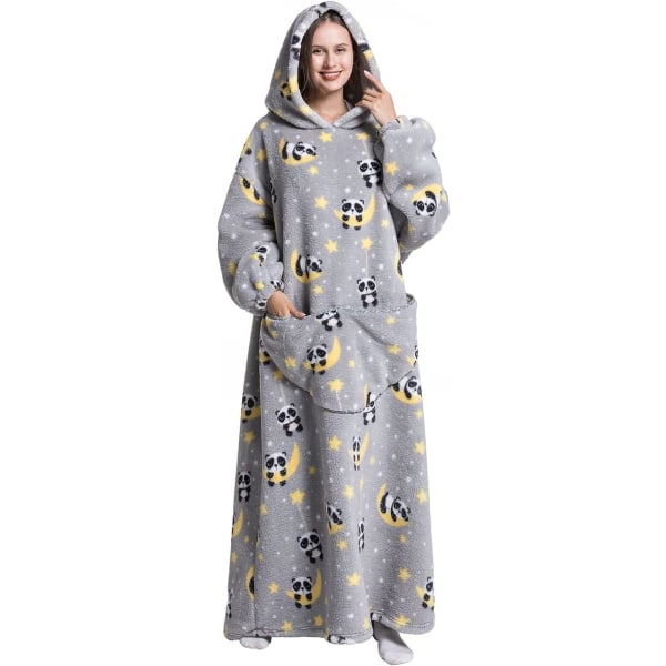 Oversized hoodiefilt för kvinnor Vuxna Oversized Wearable Hoo Panda-extra Long
