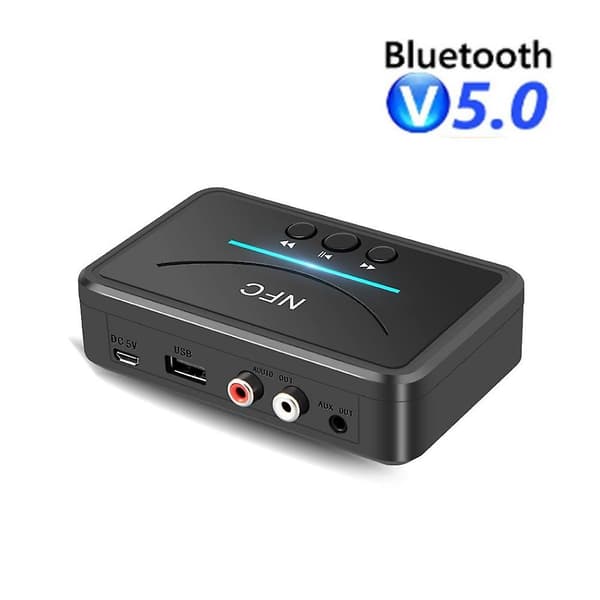 NFC Bluetooth 5.0 Lydmottaker 3,5 mm RCA AUX Plugg USB Trådløs Stereoadapter For Bilsett Høyttaler