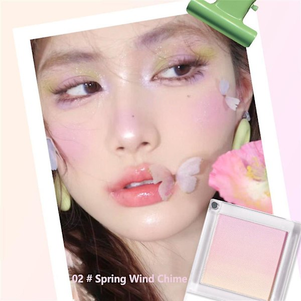 Blush Contouring Palette med Blomstergradient - Mat, Lysnende, Naturlig Fersken, Fin, Glat Pudder, Alt-i-én Makeup Blusher Palette