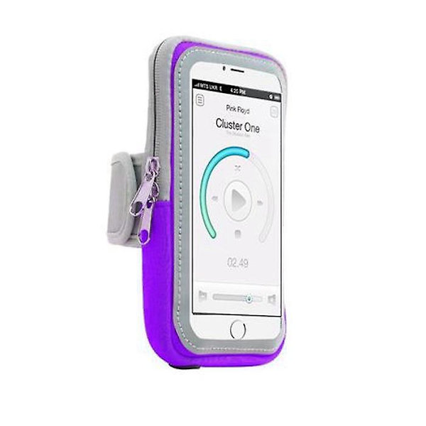 Löpararmband för utomhusbruk för män och kvinnor Vattentätt telefonarmband för 5,1-7 tum telefoner (Stor - 5,1-6,5 tum mobiltelefon) Lila