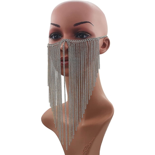 Kvinnor Maskerad Metal Head Chain Mask Face Headwear Chain Jewel
