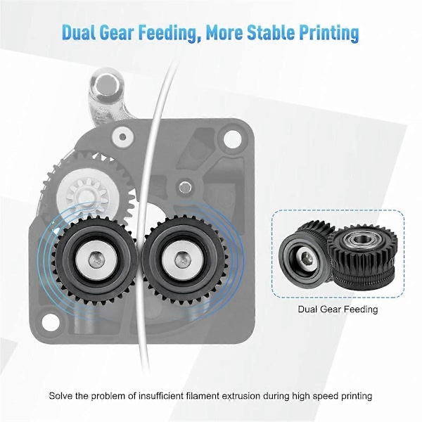 3D-printer Dobbelt Gear Ekstruder Kit til K1/K1C/ K1 Max/Ender3/V3 Plus V3 Opgradering 3.0 Hærdet Stål