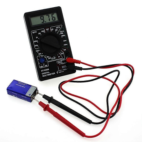 Multimeter Batteritest Mini Digital Voltmeter Amperemeter Kontinuitetstester AC DC yellow