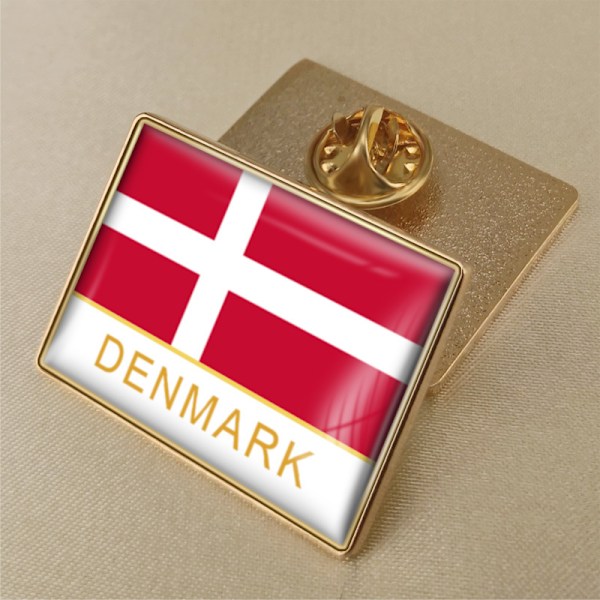 Dansk flag krystallim-badge broche, verdens flag badge rs 25*15mm