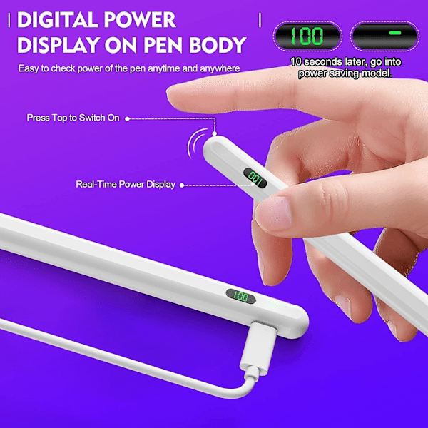 Universal 2:a Touchpen för Tablet Mobiltelefon med LED Digital Display Pekskärm Penna Styluspenna för Apple Ipad Huawei Samsung IOS Android