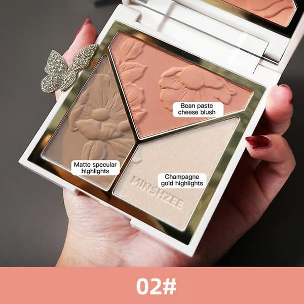 3 i 1 Highlighter Contour Palette Bronzer Ansiktskontur Shimmer High Gloss Blusher Illuminator Brighten Makeup Koreansk Kosmetikk
