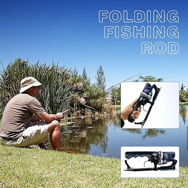 1.4m Foldable Glass Fiber Fishing Rod Built-in Fishing Reel with 80m Line Travel