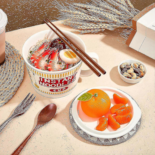 2-pack 34 Oz Ramen Skål Instant Ramen Nudelskål Keramik Med Lock Japansk Ramen Skål Med