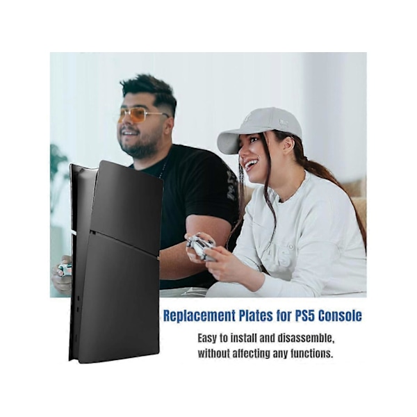 Slim Digital Edition Skyddsplattor för Nya PS5 Slim Konsolen, Skalpaneler Kompatibla med Nya Playstation 5 Slim Tillbehör Skyddande Ersättningsfront black
