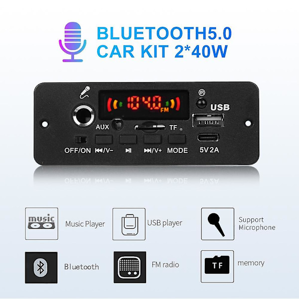 80W Förstärkare Trådlös Bluetooth 5.0 MP3 WMA Dekoderkort 12V Bil FM-Radio Ljudmodul USB TF MP3-spelare Med Fjärrkontroll
