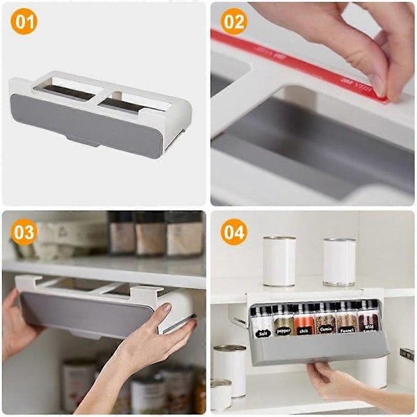 SpiceCaddy Krydderorganisator, Krydderstativ for skap organizer and 6 bottles