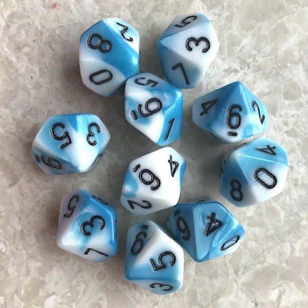 10 st/set 10-sidiga D10 Polyhedral Tärningar Nummer Skivor Bordsspel PXPF, Stil 2