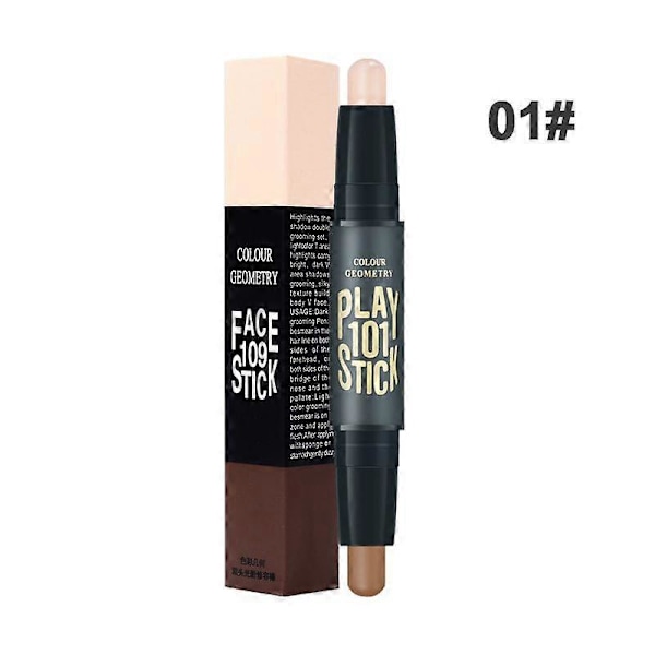 Dubbelsidig Highlighter Stick Mörkare Konturer Näsans Skuggning Höjdpunkter/Skuggor Dubbeländad Concealer Stick color01
